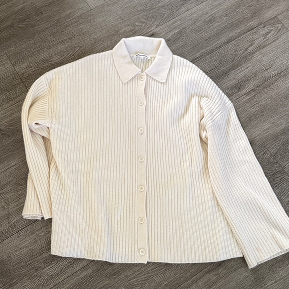 REFORMATION Fantino Cashmere Collared Cardigan, Gossamer, size M - Picture 5 of 10